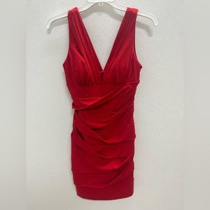 Windsor red plunge dress
